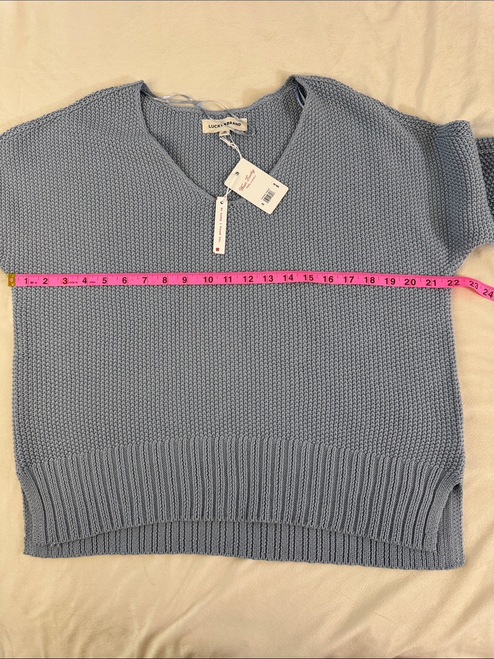 Lucky Brand Blue V-Neck Knit Pullover Cozy Sweater - Picture 5 of 8